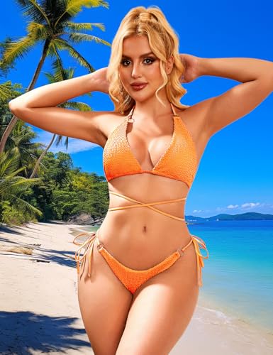 Image of Women Bikini Set Metal Ring Two Piece Swimsuit