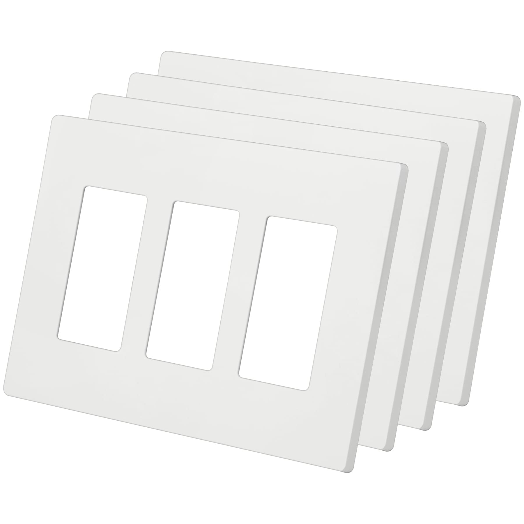 Photo 1 of BESTTEN 4 Pack 3 Gang Screwless Wall Plate