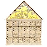 VEYLIN Xmas Wooden Advent Calendar with LED Lights 24 Storage Drawers for Kids Christmas Holiday Decoration