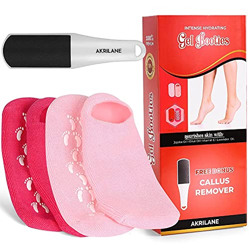 AKRILANE Moisturizing Socks for Women, Spa Gel Socks for Dry Cracked Feet, Softening Rough Feet Gel Lined Infused Lotion Spa Socks