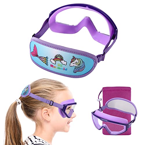 HYDROCOMFY Kids Goggles Swimming 4-7, Childrens Swimming Goggles, Purple Mermaid/Unicorn Swimming Goggles For Kids/Toddlers/Youth