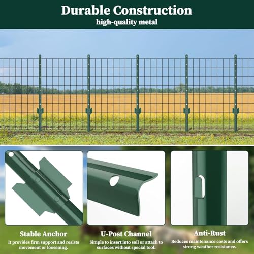 Postes en T verdes de metal fuerte con acabado premium para paisajismo en patios 4