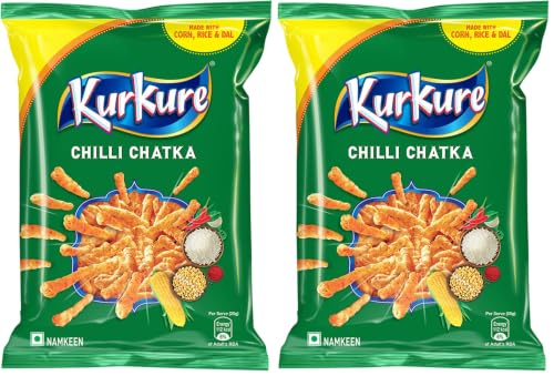 Image of Kurkure Namkeen - Chilli Chatka - 78.9g Pack /74g Pack (Pack of 2)