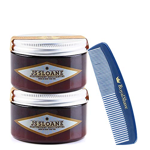 JS Sloane Heavy Weight Brilliantine - 2 Pack Pomades + RoyalShave Unbreakable Comb Set!