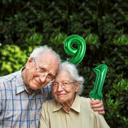 Image of TONIFUL Number Balloon 16 Inch 10 Pcs Green 0-9 Birthday Number Balloons