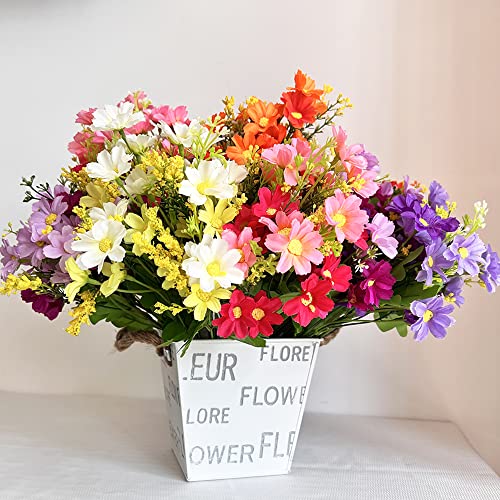 Amajoy 10 Bundles Artificial Daisy Uv Resistant Artificial Flower Faux Wildflowers Greenery Shrubs Plants Plastic Bushes Indoor Farmhouse Outdoor Garden Planter Decoration (10) #TOP5