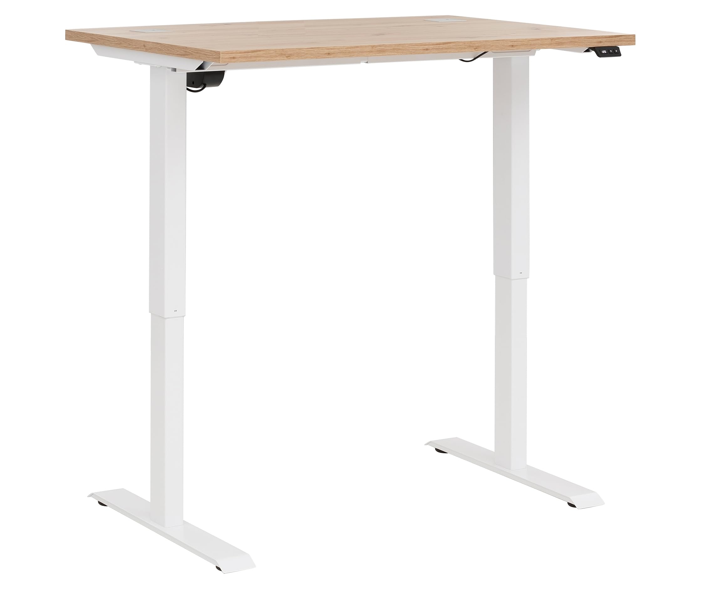 möbelando Schreibtisch >e-Desk< elektrisch Verstellbarer 175x72-120x80 cm in Eiche/Weiß, Ergonomisch für gesundes Arbeiten, Stufenlos mit LED-Anzeige, Stoß- und Kratzfest, Made in Germany