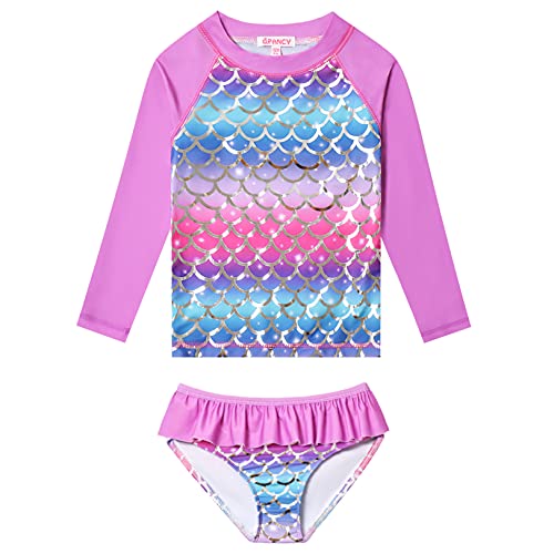 Image of QPANCY Girls Rash Guard Swimwear Swimsuit Bathing Suits UPF 50+ Sun Protection