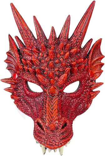 Masque et Costume de Dragon - Ensemble de Cosplay Dinosaure pour Enfants, Adultes, Garçons et Filles - Ailes Incluses - Idéal pour Halloween et Fêtes