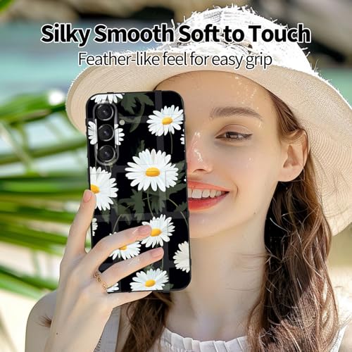 GFEWYTJYJ for Galaxy S25 Case,Fashion Shock-Absorption Flexible TPU Bumper Soft Rubber Protective Phone Case Cover for Samsung Galaxy S25 6.2" 2025,White Daisy Flower - image 7