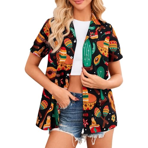 Blouse été décontractée à imprimé fleuri et manches courtes