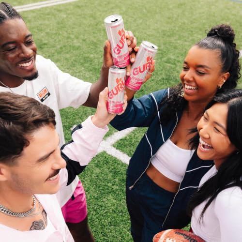 Image of GURU Zero Sugar Energy Drink, Ruby Red, 12 Fl Oz, 12 Pack | 140 MG Natural Caffeine for Workouts, Performance & Midday Boost, With Real Fruit Juice, L-Theanine, Plant Based, Gluten Free
