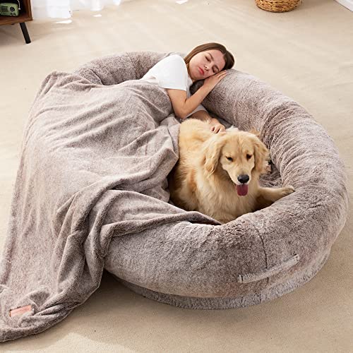 Riesiges Sitzsack-Hundebett 180x114 Cm – Für Große Hunde & Menschen, Weich, Grau
