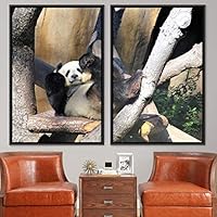 2 Piece Framed Canvas Wall Art Panda Canvas Prints Home Artwork Decoration for Living Room,Bedroom - 16