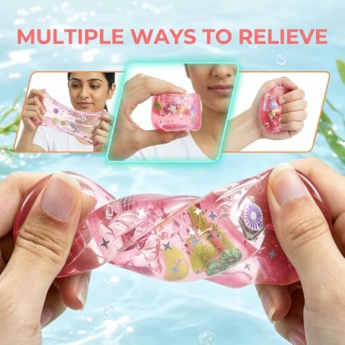 Image of ZIBUYU 5cm Ice Cube Squishy Stress, Sensory Fidget Tool with Marine Shells
