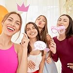 Pink Party Decorations Photo Booth Props Signs,25pcs Pink Birthday Decorations Selfie Props with Sticks for Women Coquette Birthday Decorations Supplies Decor Favors - Image 4