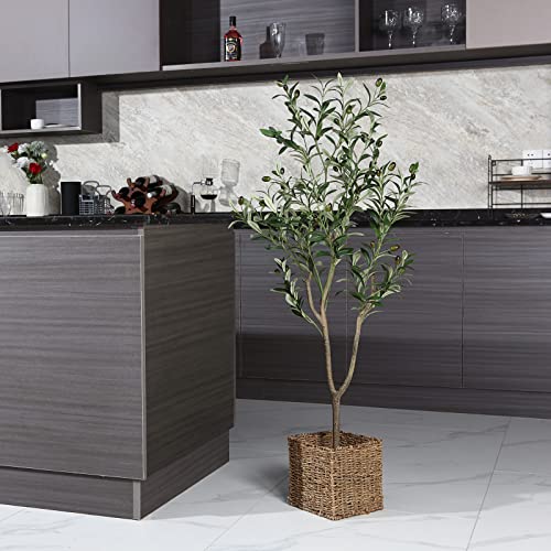 Oakred Artificial Olive Tree,4Ft Tall Fake Plant Faux Olive Plants For Indoor,Natural Fake Tree,Artificial Silk Plants For Office Home Living Room Floor Patio Greening Porch Decor,Set Of 1 #TOP5