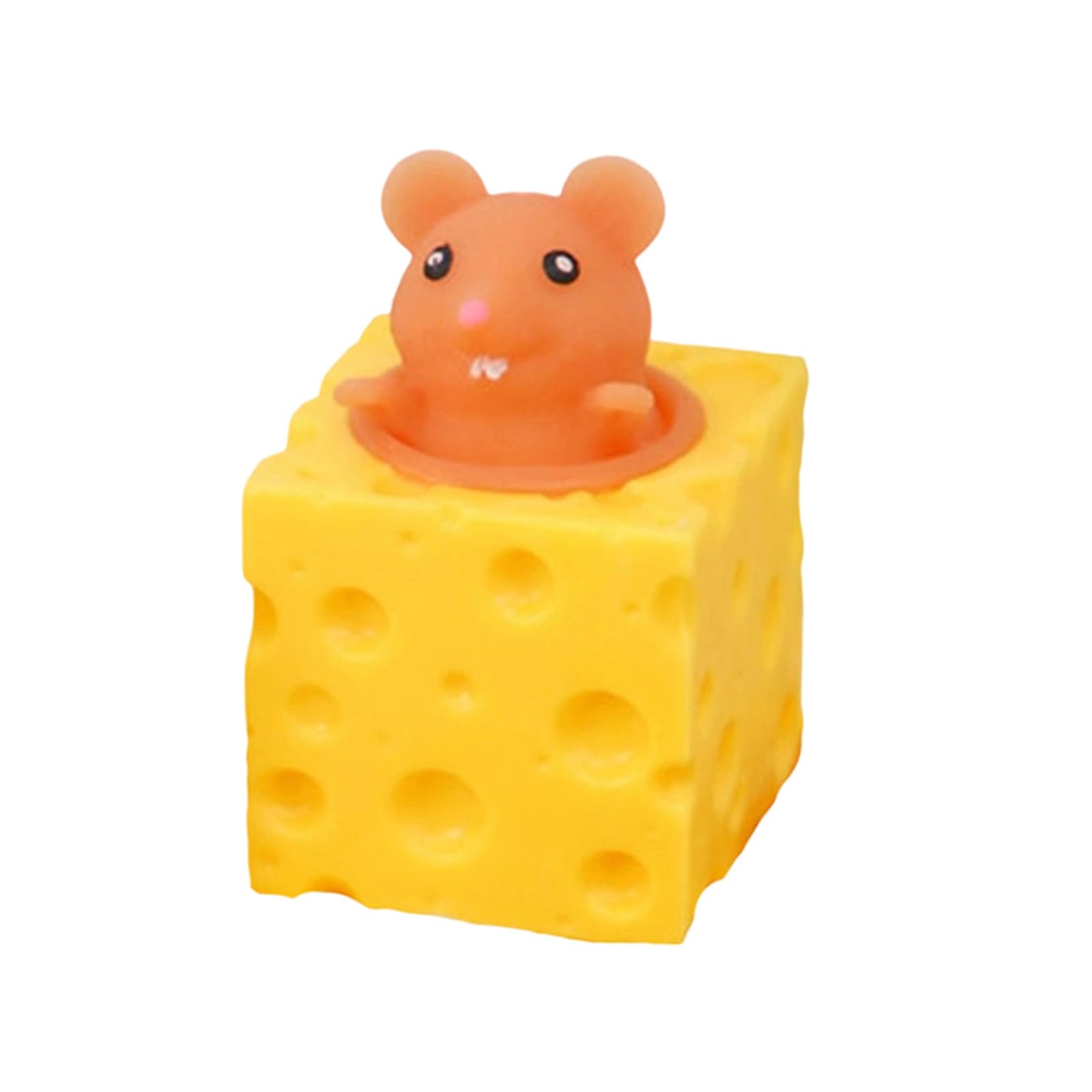 Cheese Mouse Squishy Stress Toy, Quick Rebound Vinyl Material, Funny Prank & Gift for Kids Adults (Light Brown)