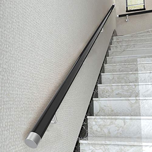 Main courante escalier bois noir 250 cm : kit complet pour murs en brique ou béton - 4
