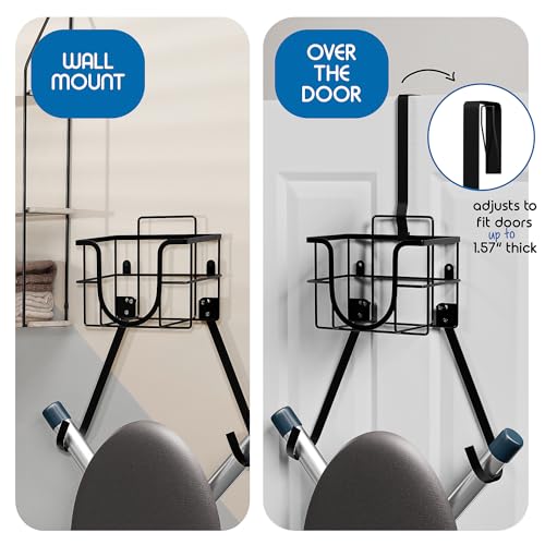 Image of Ironing Board Holder Wall Mount & Over The Door Hanger, Laundry Room Ironing Board & Iron Hanger, Storage Caddy Iron Holder T&V Shaped, Ironing Board Cover & Pad Set Heat Reflective & Stain Resistant