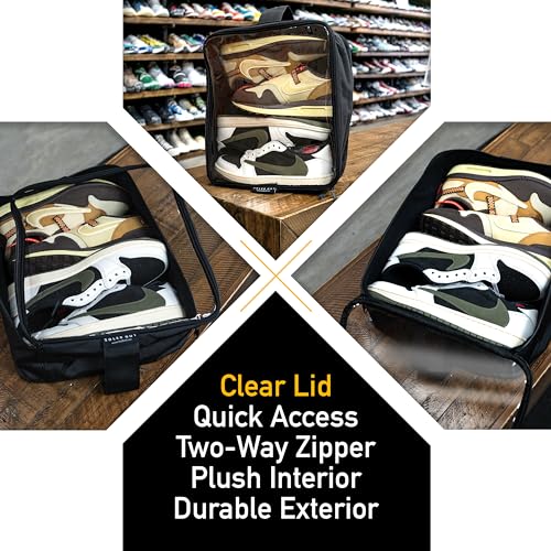 SoleGuardian XXL Sneaker Travel Case – U.S. Brand – Clear Waterproof Lid, Adjustable Dividers – Soft Bag Organizer for up to 4 Pairs of Casual, Athletic, Golf & Sports Shoes, Gift for Men & Women (1)4