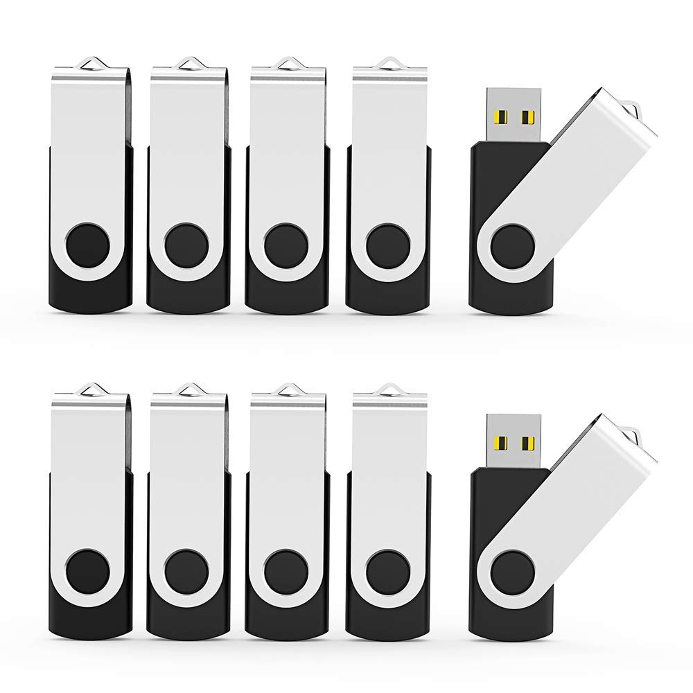 Aiibe 64GB Flash Drive 10 Pack 64GB USB Flash Drives Bulk USB Drive Thumb Drive 64 GB USB 2.0 Memory Sticks Pen Drives Jump Drive (Black)