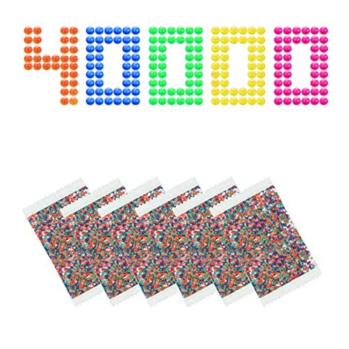 UXSIO Gel Water Blaster Ammo Splat Gun Refill (7-8 mm, 4 Packs,10,000 Pieces Per Pack), Gel 7.5mm Blasters Bullets, Compatible with Gel Water Blaster, Rainbow Mix, for Ages 14+