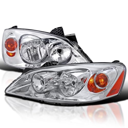 SPEC-D TUNING Chrome Clear Headlights Compatible with 2005-2010 Pontiac G6 L+R Pair Head Light Lamp Assembly