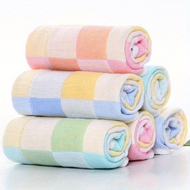 Khillayox Soft & Stylish Small Size Cotton Face Towels for Women Girls & Kids - Perfect Handkerchiefs for Girls & Babies (25x25 cm) Pack of -6-picture-36