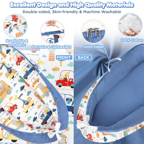 Image of KISS GOLD Baby Lounger - Breathable Soft Cotton Cover Baby Lounger Nest, Babies Essentials Gifts, Portable Lounger for Baby Tummy Time Floor Playing Seated Support for Home and Travel