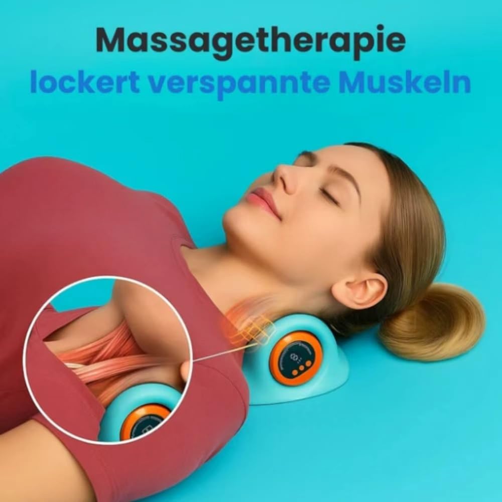 Azouna SmartNeck 4-in-1Nackenmassager Kabelloses Nackenmassagegerät mit EMS & Wärme, 3 Modi, 6 stufige Intensitätsanpassung, für Nacken, Schulter & Rücken