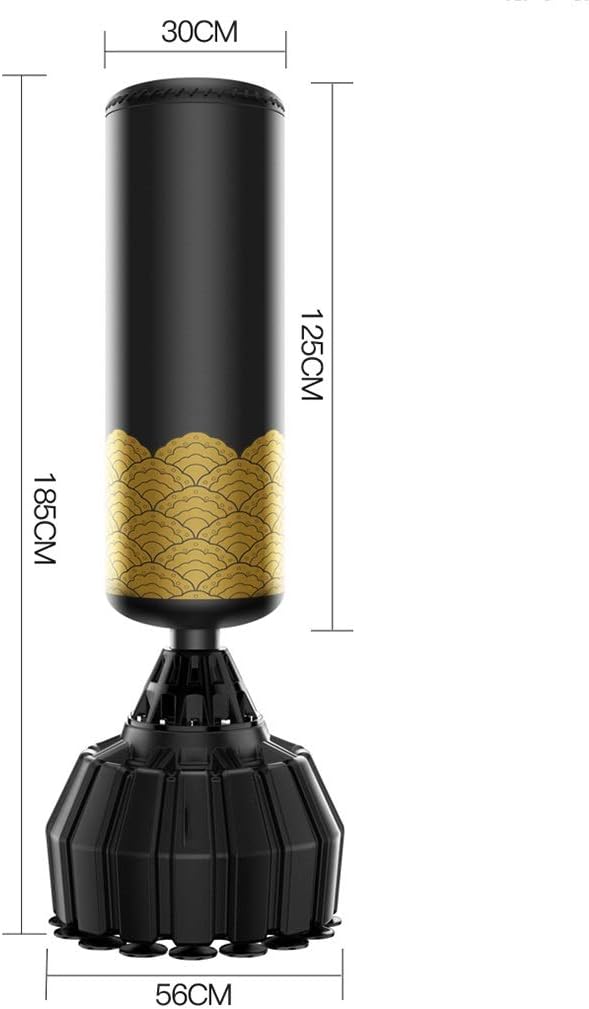 Boxing sandbag Vertical Boxing sandbag Household Tumbler sandbag Adult Taekwondo Fitness Boxing Training Equipment (56cm×185cm) (Color : Black)