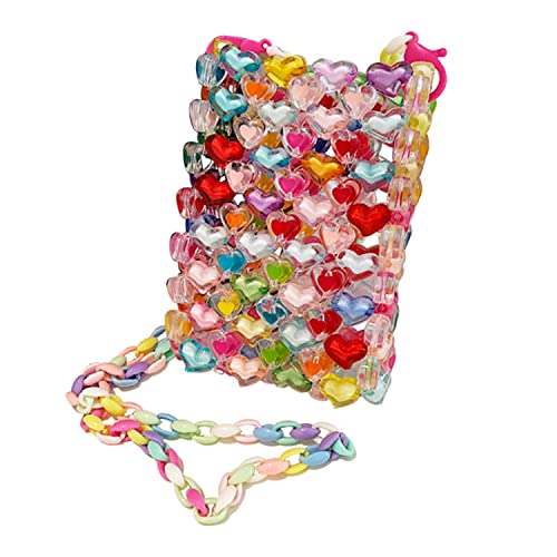 One Women's Color Beaded bags Color Red Crystal Bag Hand Knitting Glitter bead bag Acrylic