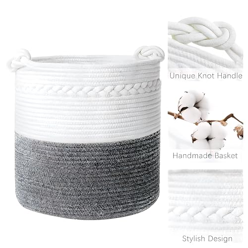 MERAO Extra Large Decorative Cotton Rope Basket 74 L, Blanket Basket Living Room, Laundry Basket, Woven Basket, Toy Storage Baskets Bin, Round Large Basket for Pillows, Towels. (41 x 56 cm) 5 518DZ 39+RL
