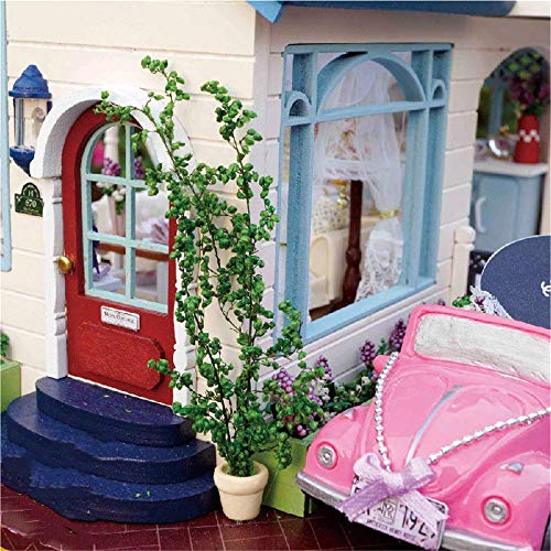 WECDS Puppenhaus Holz Puppenhaus Miniatur DIY Kit Provence Serie Puppenhaus Möbel mit LED-Licht DIY Puppenhaus (Farbe… – Bild 4