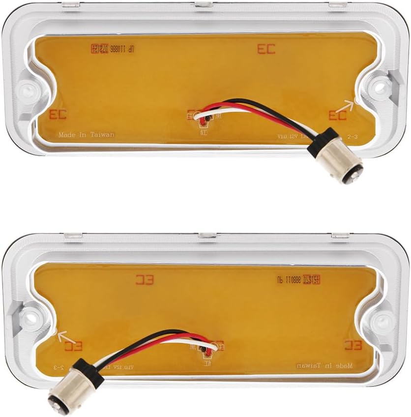 United Pacific 111109 17LED Front Parking Light w/SS Trim for 1973-80 Chevy/GMC Truck, Injection Molded, 1157 Plug – Clear Lens – ONE Set (Pack of 2)