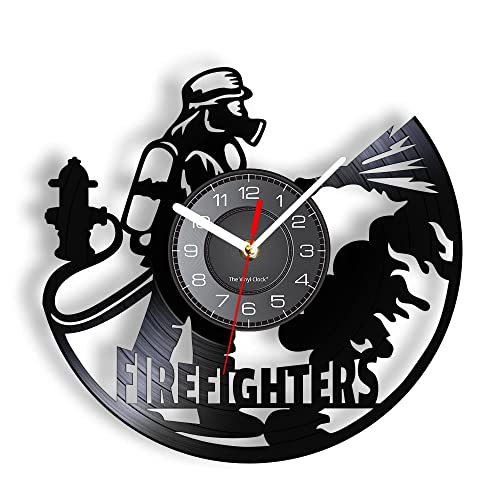 Smotly Horloge Murale Numérique Silencieuse sur le Thème des Pompiers, Cadeau pour la Décoration...