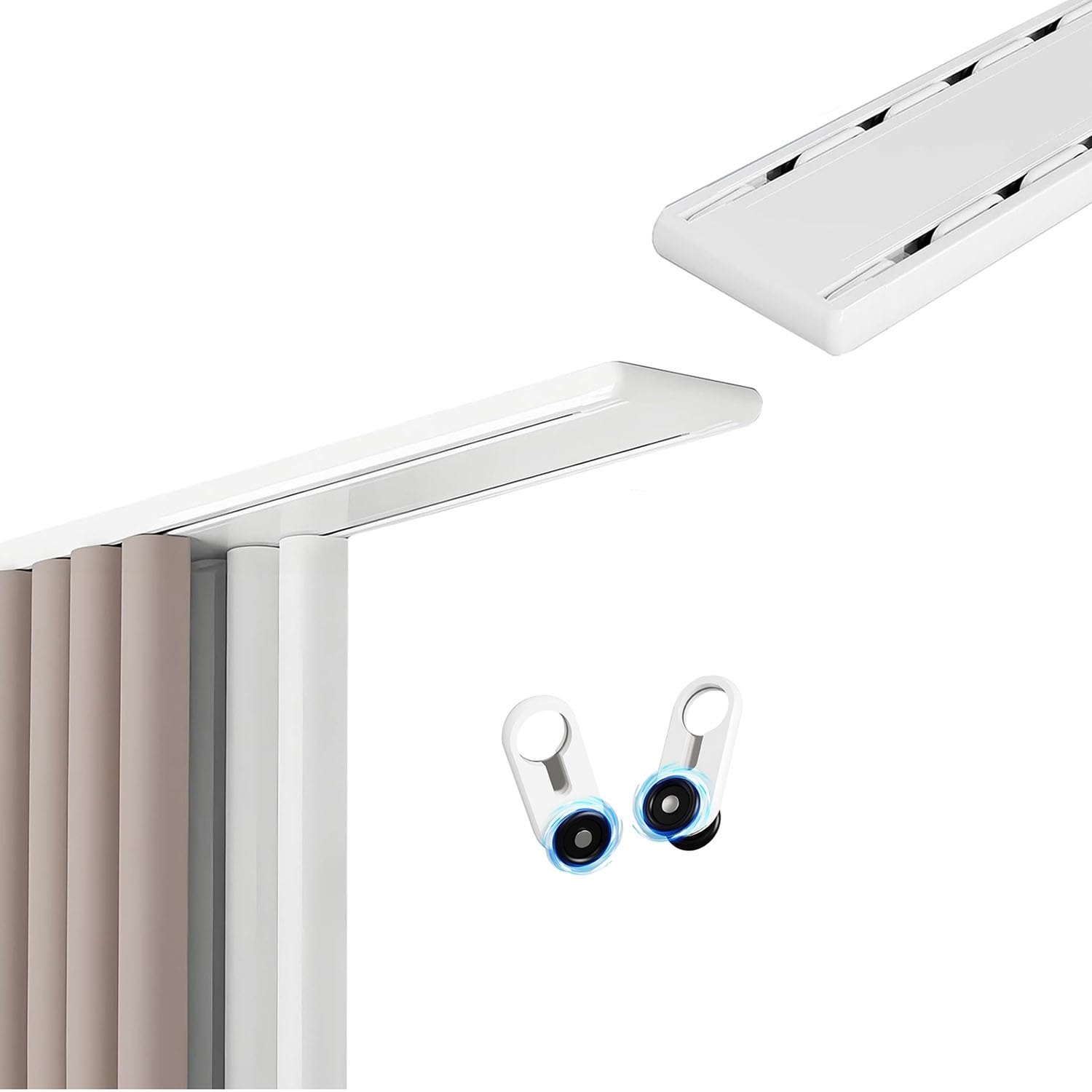 Doppelreihige Alluminio Vorhangschiene, Leise, 3.1m für Vorhänge & Raumteiler, Einfache Installation, Schwarz, Ideal für Wohnzimmer, Schlafzimmer, Krankenhaus