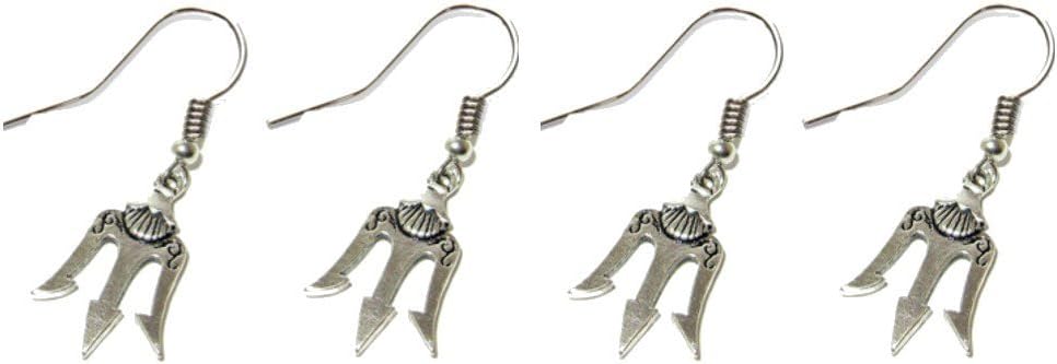 Percy Jackson Trident Silver 2 Sets of Dangle Earrings w/Gift Box
