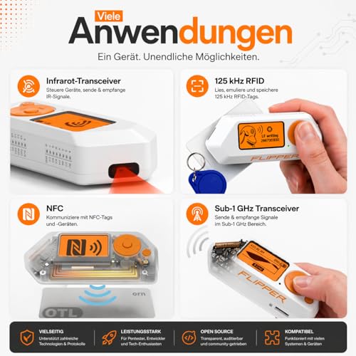 Flipper Zero Starter Full Set | Flipper Zero | WiFi-Board | Silikonhülle | 64GB Speicherkarte | USB-Kartenleser