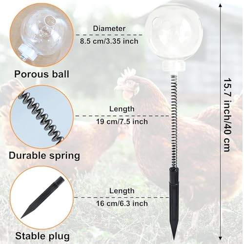 Chicken Feeders - 2PCS Outdoor Poultry Feeder With Ground Stake | Refillable Movable Trough For Hens & Birds | Chicken Feeder For Garden Farm Shed | Backyard Feeding Station For Poultry Field Exercise