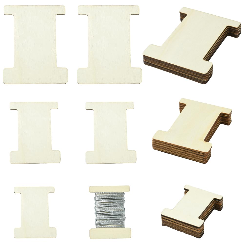 Bobinas de hilo de bordar de madera SUNNYCLUE, 60 piezas en 3 estilos para organizar costura