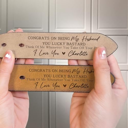 Congrats On Being My Husband You Lucky Bastard, Personalized Engraved Leather Belt for Husband - Custom Hidden Message Belt, Romantic Gift from Wife, Anniversary, Wedding Gift3
