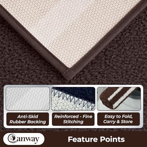 Image of CANWAY 1500 GSM |Pack of 2 | 60x40 cm| Microfiber Anti-Skid Bathroom Door Mat | Ultra Soft Plush & Super Absorbent | Quick-Dry, Washable Floor Rug for Bathroom & Door |Coffee