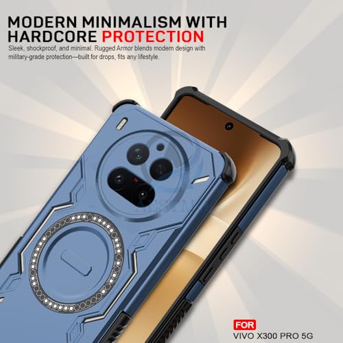 Image of AESTMO Back Case Cover for Vivo X300 Pro 5G | Magnetic Case with Built-in Metal Ring | Compatible with MagSafe Accessories | Shockproof Hybrid (PC + TPU) (Blue)