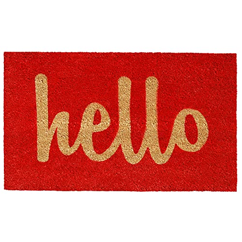 Calloway Mills 100301729Rns Script Hello Doormat, 17" X 29", Red/Natural #TOP24