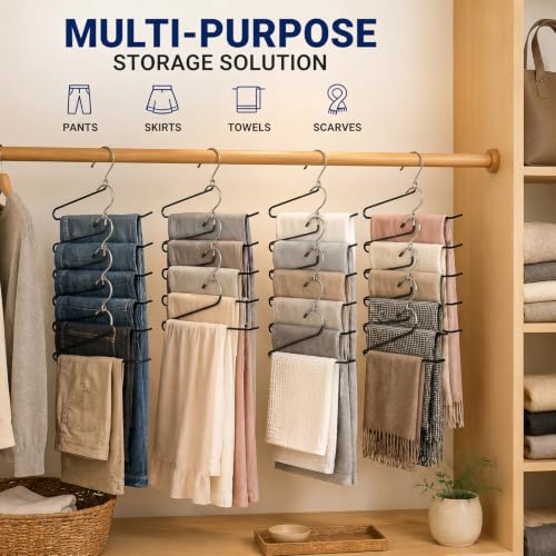 Tiangrid 25 Pack Space Saving Pants Hangers, Open Ended Pants and Jean Hangers with Rubber Coating Non Slip Metal Closet Storage Organizer for Jeans Trouser Slacks Dress by Tiangrid - Used condition - Image 8