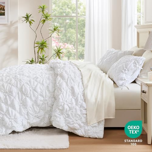 Intelligent Design Puffy Floral Shabby Chic White Queen Comforter Set, 3pc - image 4