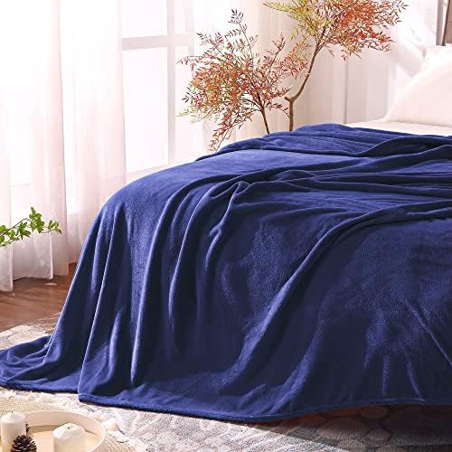 BEDELITE Fleece Blanket Blue Throw for Sofa & Bed, Plush Cozy Fuzzy Blanket Single/Travel, Super Soft and Warm Fluffy Blanket for Autumn and Winter, 127 x 152cm