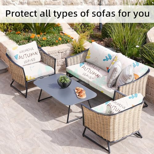 Image of BIETYONE 8Pcs Stretch Patio Cushion Covers,Outdoor Couch Covers Replacement,Outdoor Couch & Sofa Slipcovers,for Patio Furniture Cushion Covers,Washable Reusable urniture Protector(Chrysanthemum,8PCS)